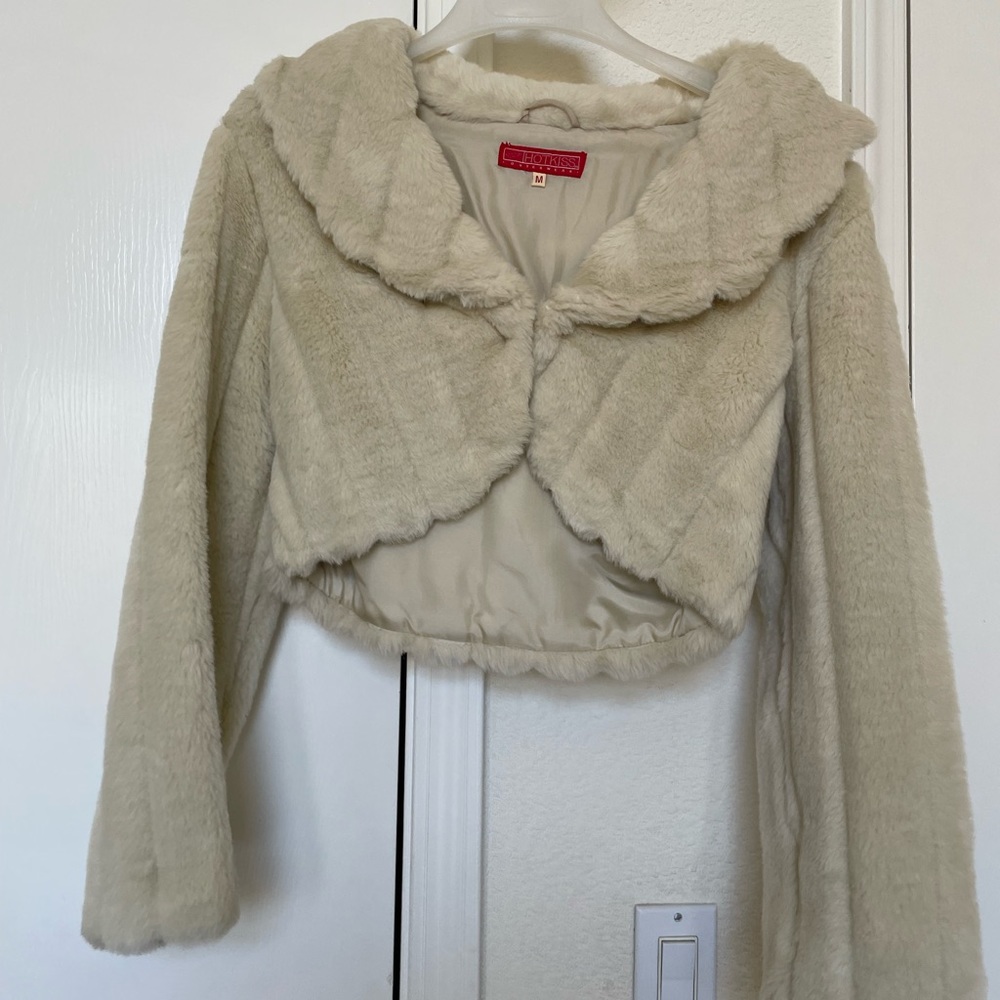 Faux fur cream jacket